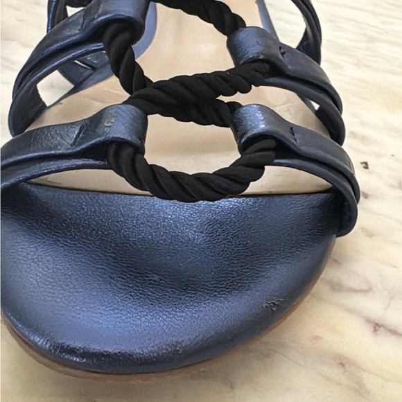 Anthropologie Billy Ella Navy Blue Metallic Sandals - Picture 10 of 14